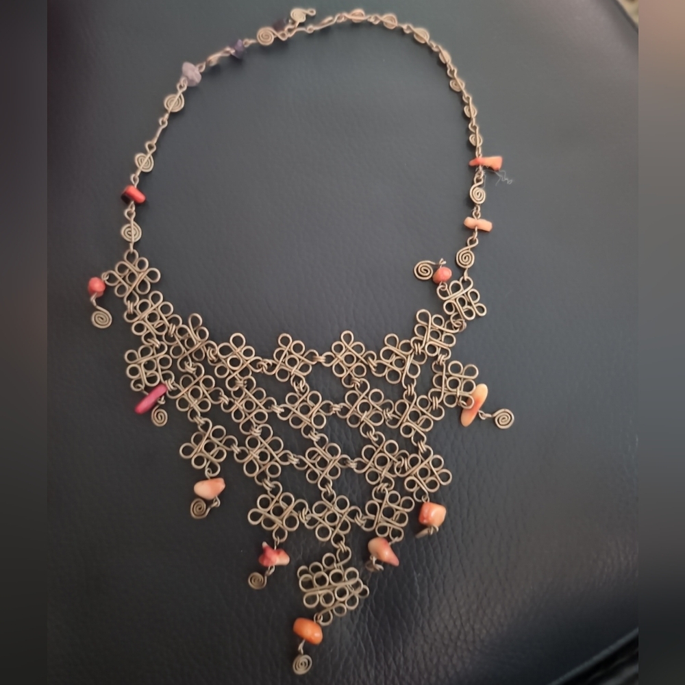RED CORAL BEAD NECKLACE, made In Brazil